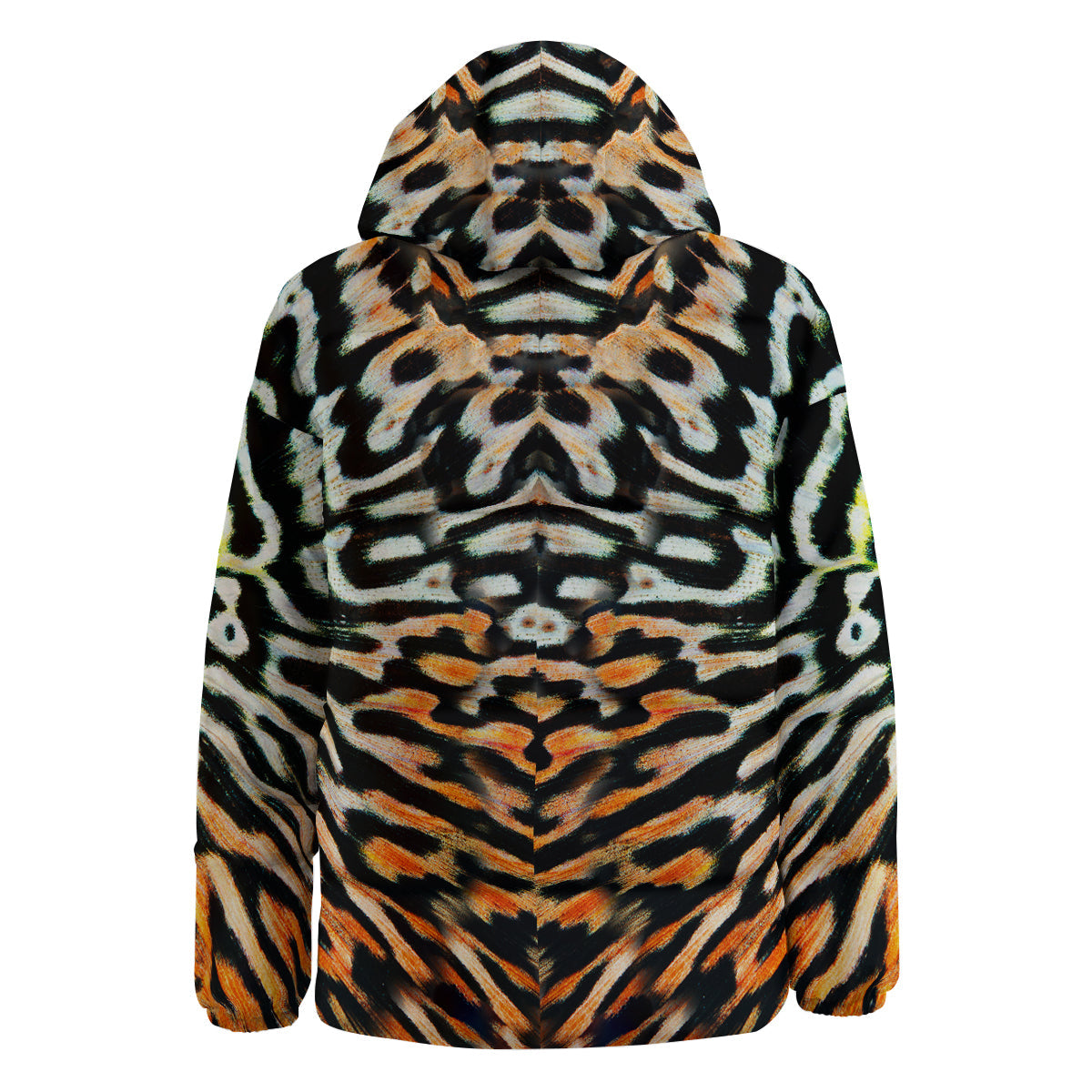 Butterfly Wing Skin Orage Print Down Jacket-grizzshop