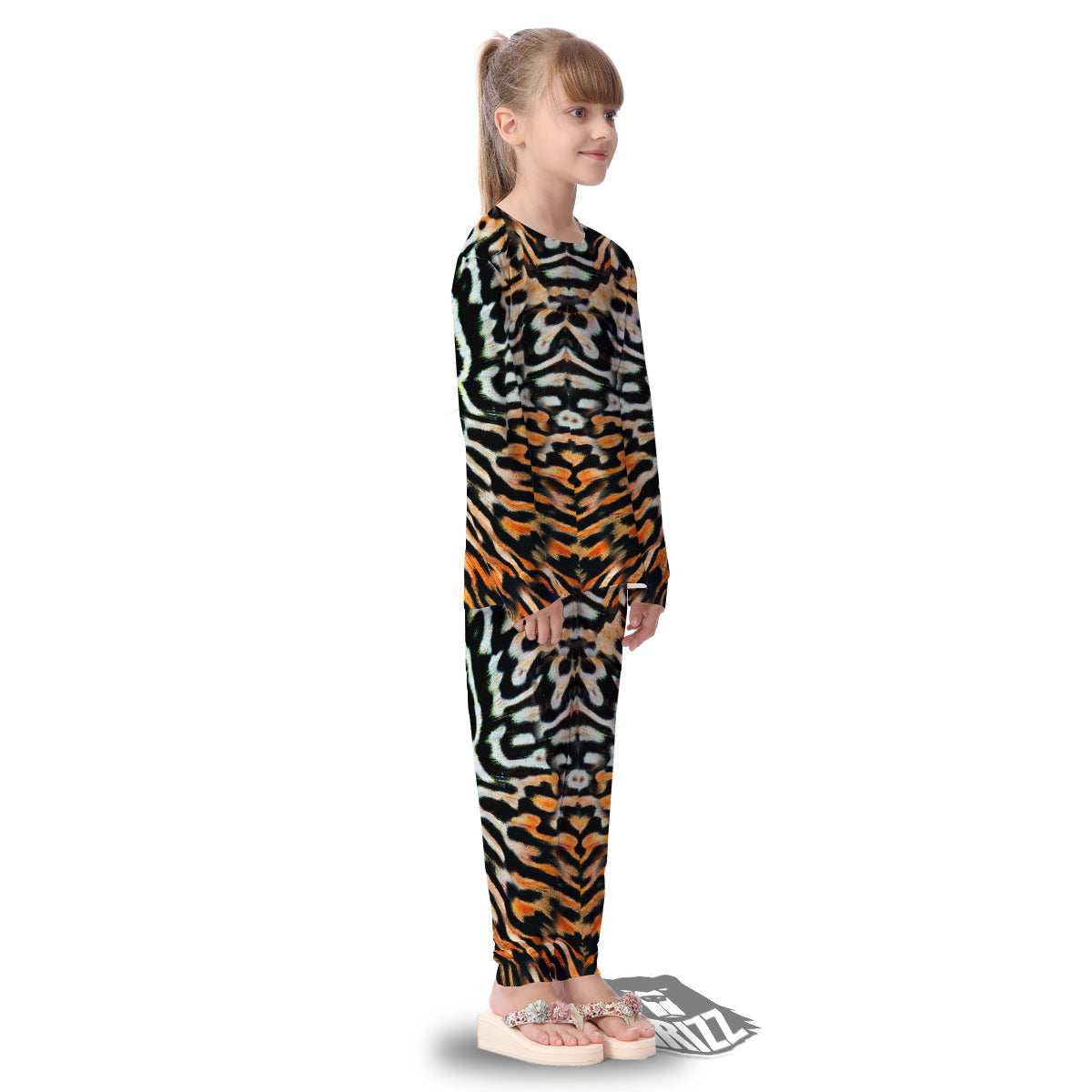 Butterfly Wing Skin Orage Print Kid's Pajamas-grizzshop
