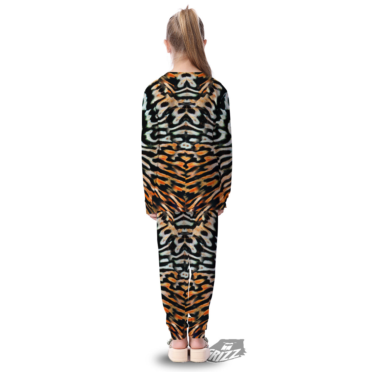 Butterfly Wing Skin Orage Print Kid's Pajamas-grizzshop