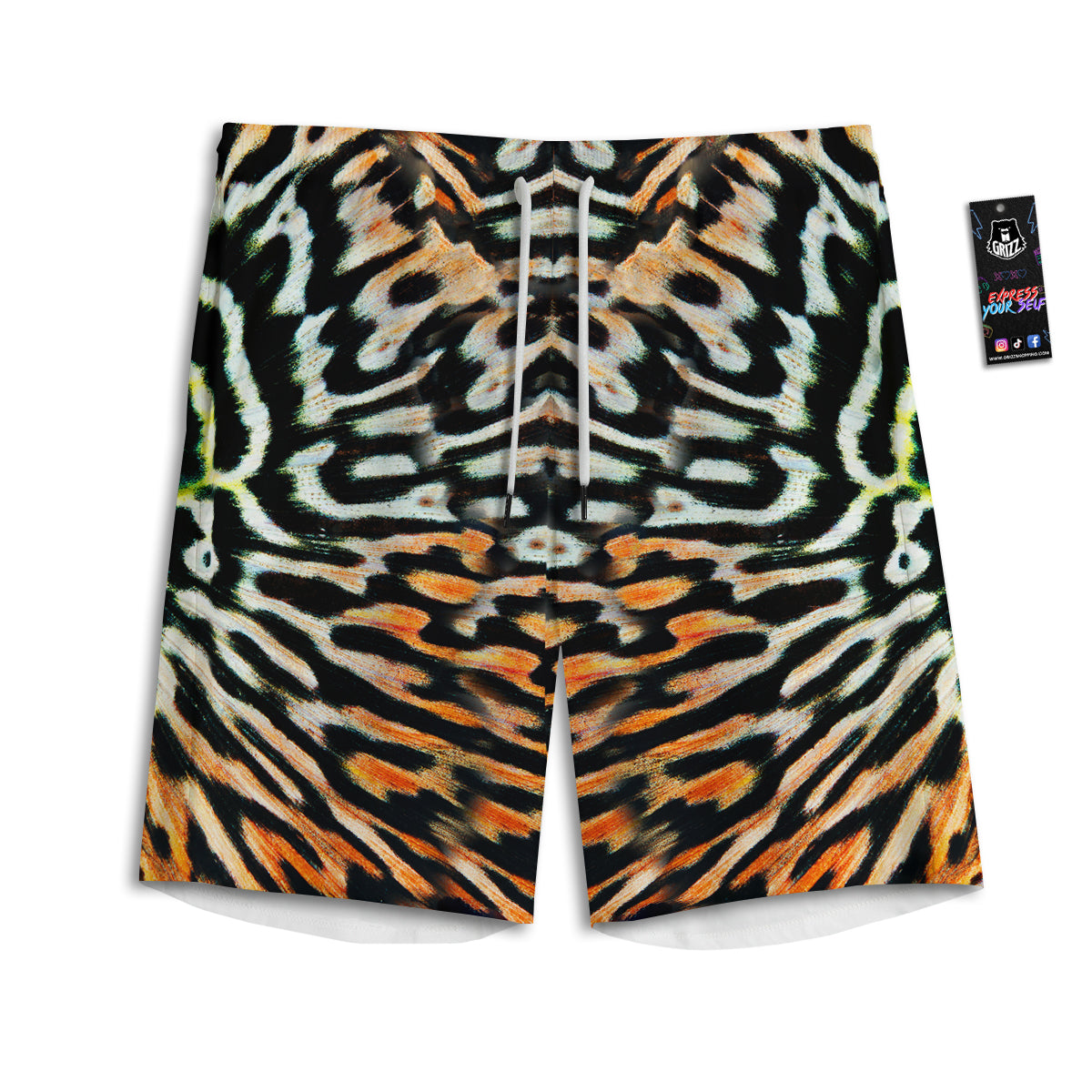 Butterfly Wing Skin Orage Print Men's Athletic Shorts