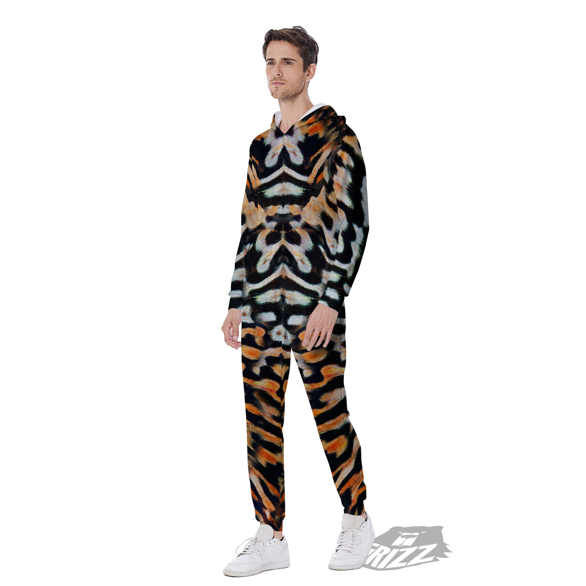 Butterfly Wing Skin Orage Print Men's Jumpsuit-grizzshop