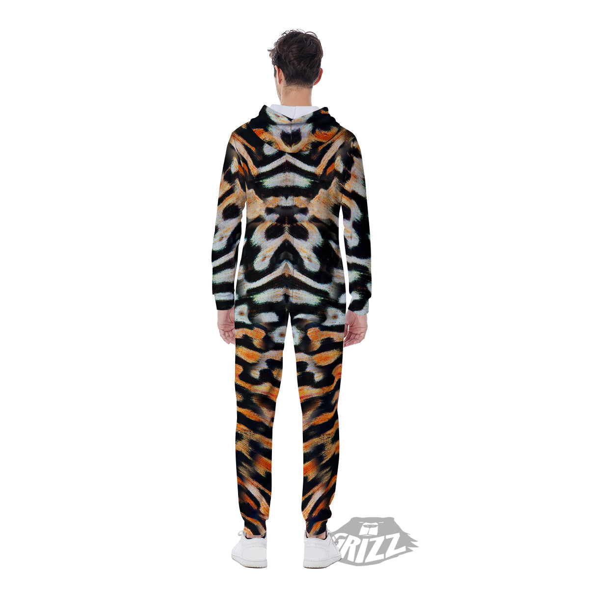 Butterfly Wing Skin Orage Print Men's Jumpsuit-grizzshop