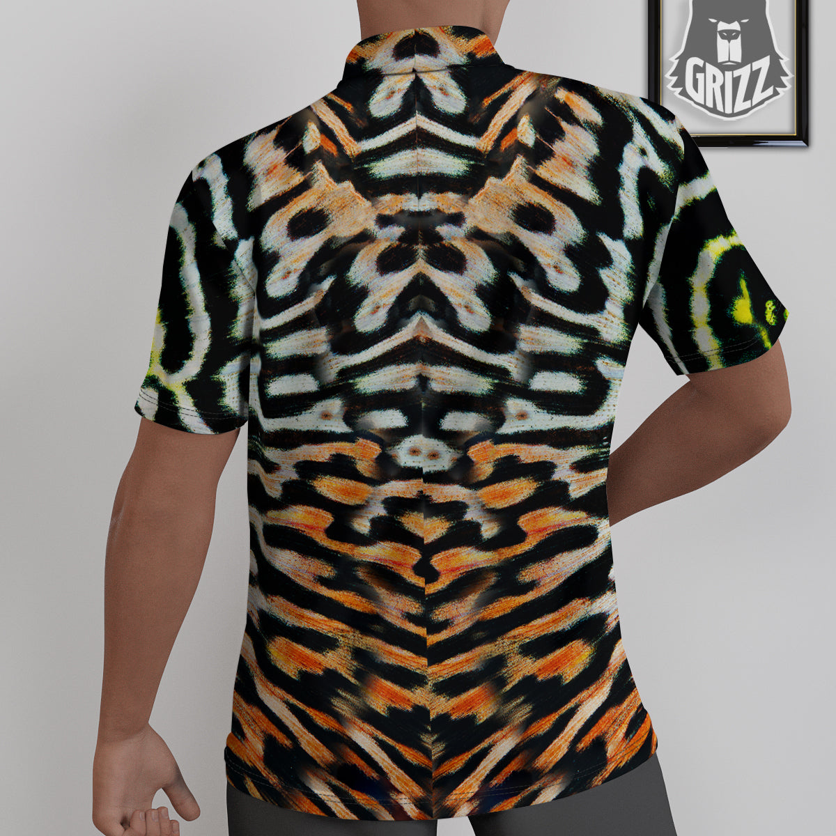 Butterfly Wing Skin Orage Print Untucked Shirts-grizzshop