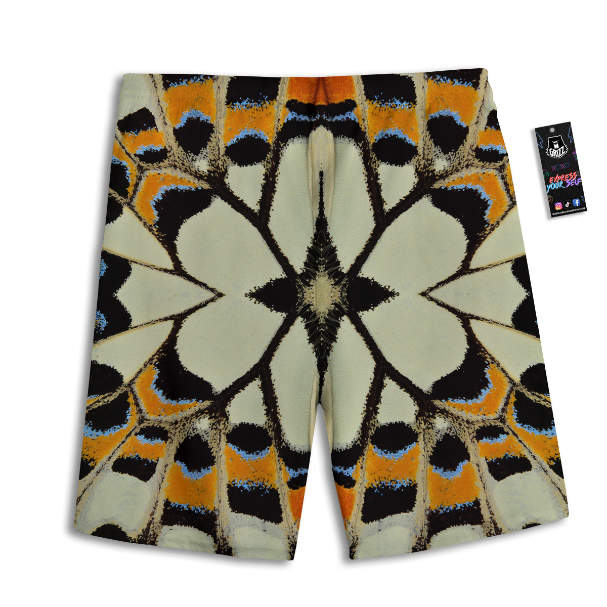 Butterfly Wing Skin White Orange Print Men's Athletic Shorts