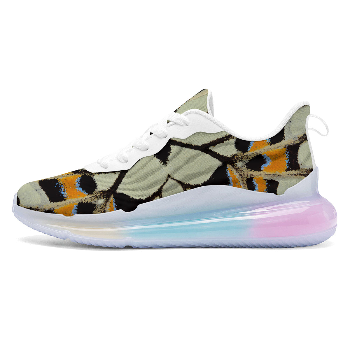 Butterfly Wing Skin White Orange Print Running Sneakers-grizzshop