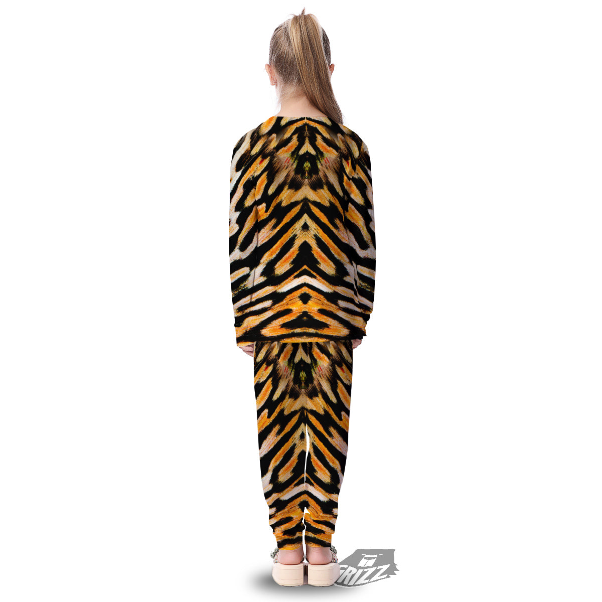 Butterfly Wing Skin White Orange Tiger Print Kid's Pajamas-grizzshop