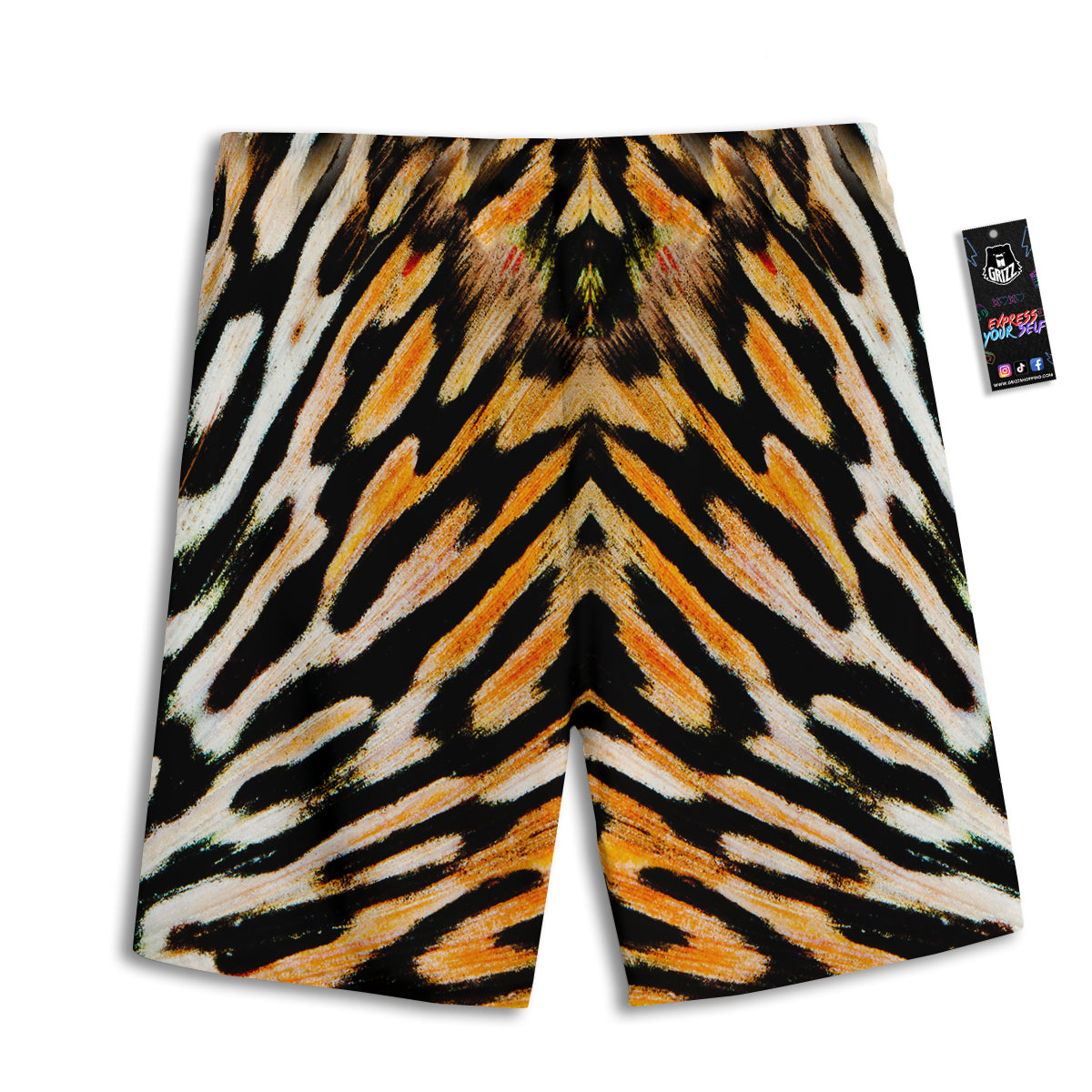 Butterfly Wing Skin White Orange Tiger Print Men's Athletic Shorts