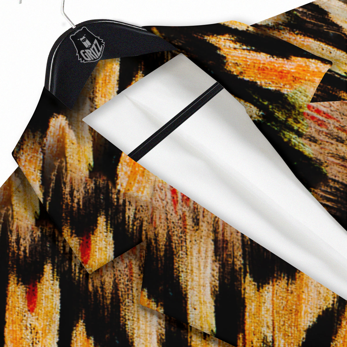 Butterfly Wing Skin White Orange Tiger Print Men's Sport Coat-grizzshop