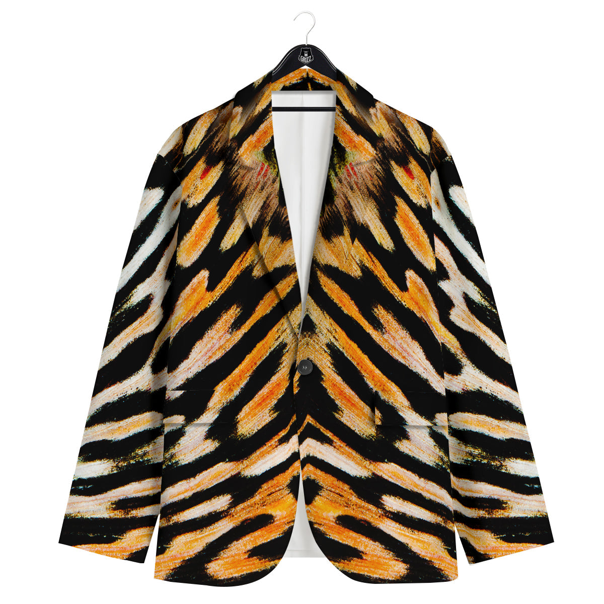 Butterfly Wing Skin White Orange Tiger Print Men's Sport Coat-grizzshop