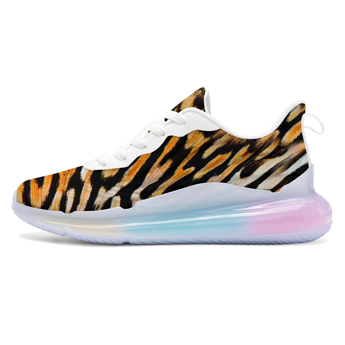 Butterfly Wing Skin White Orange Tiger Print Running Sneakers-grizzshop