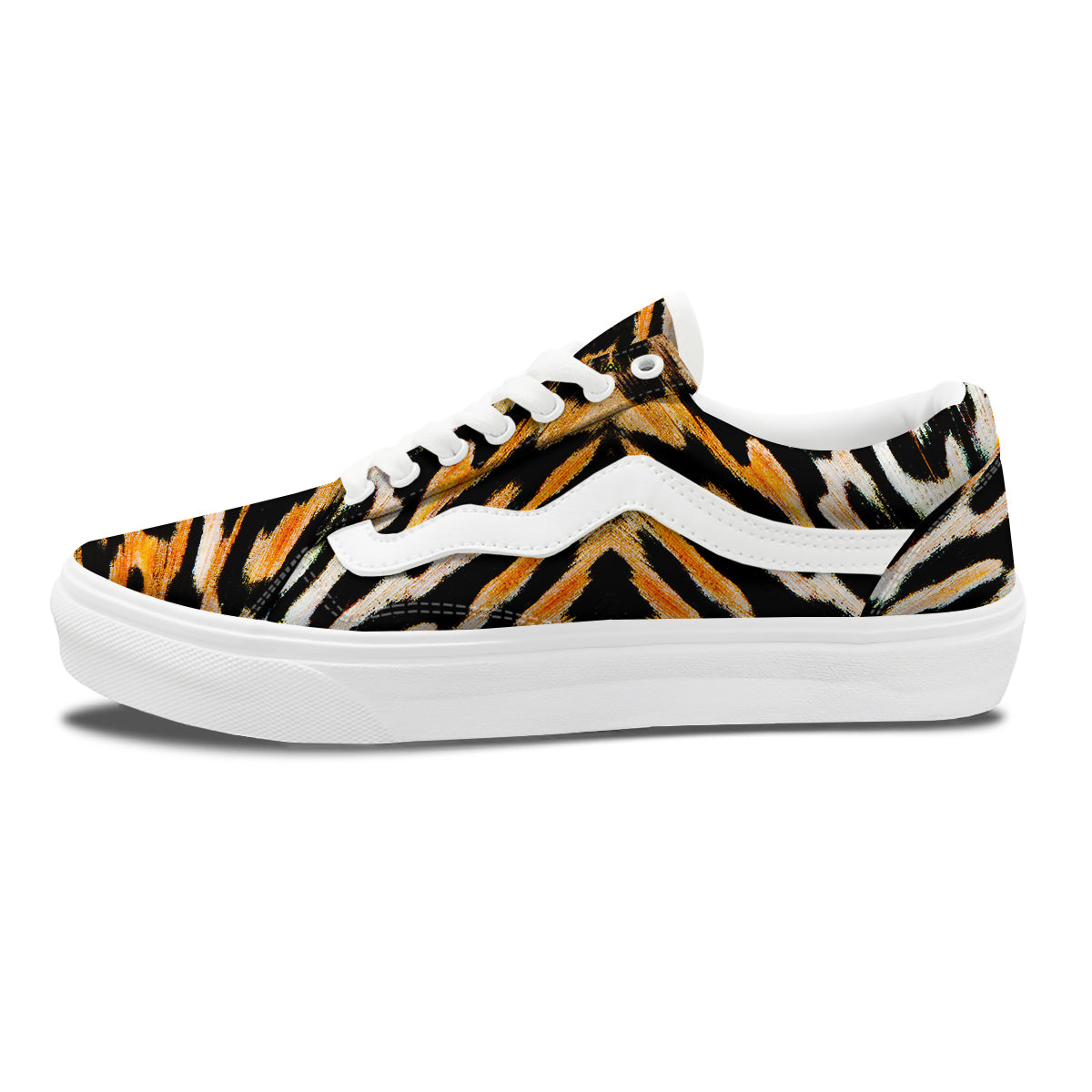 Butterfly Wing Skin White Orange Tiger Print Skate Shoes-grizzshop