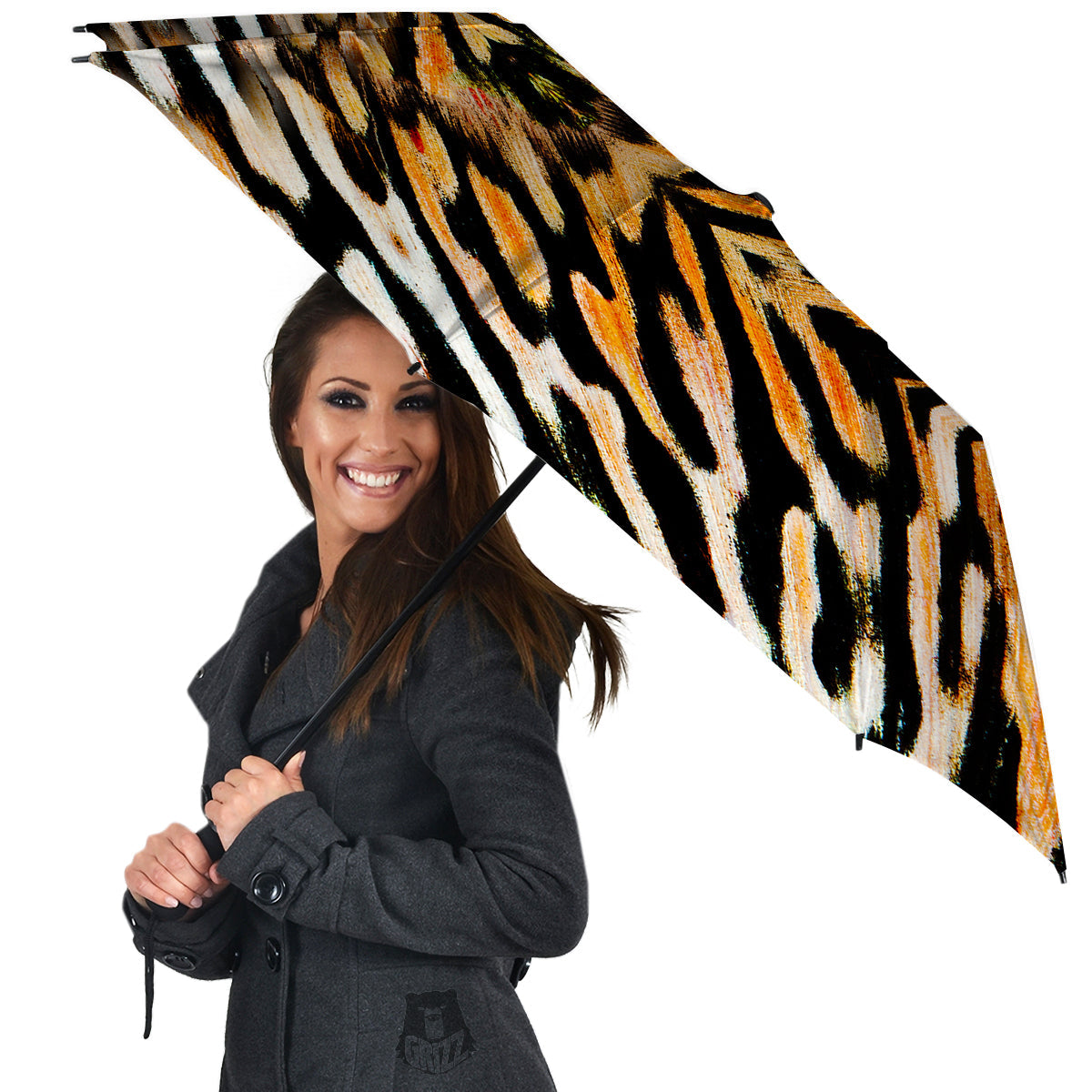 Butterfly Wing Skin White Orange Tiger Print Umbrella-grizzshop
