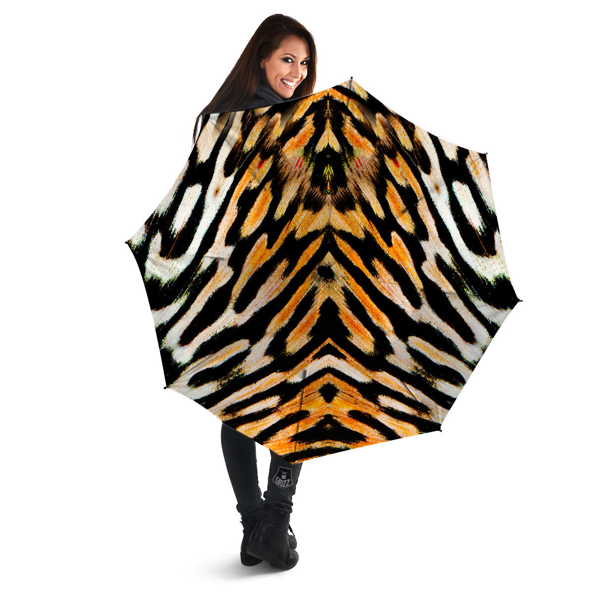 Butterfly Wing Skin White Orange Tiger Print Umbrella-grizzshop