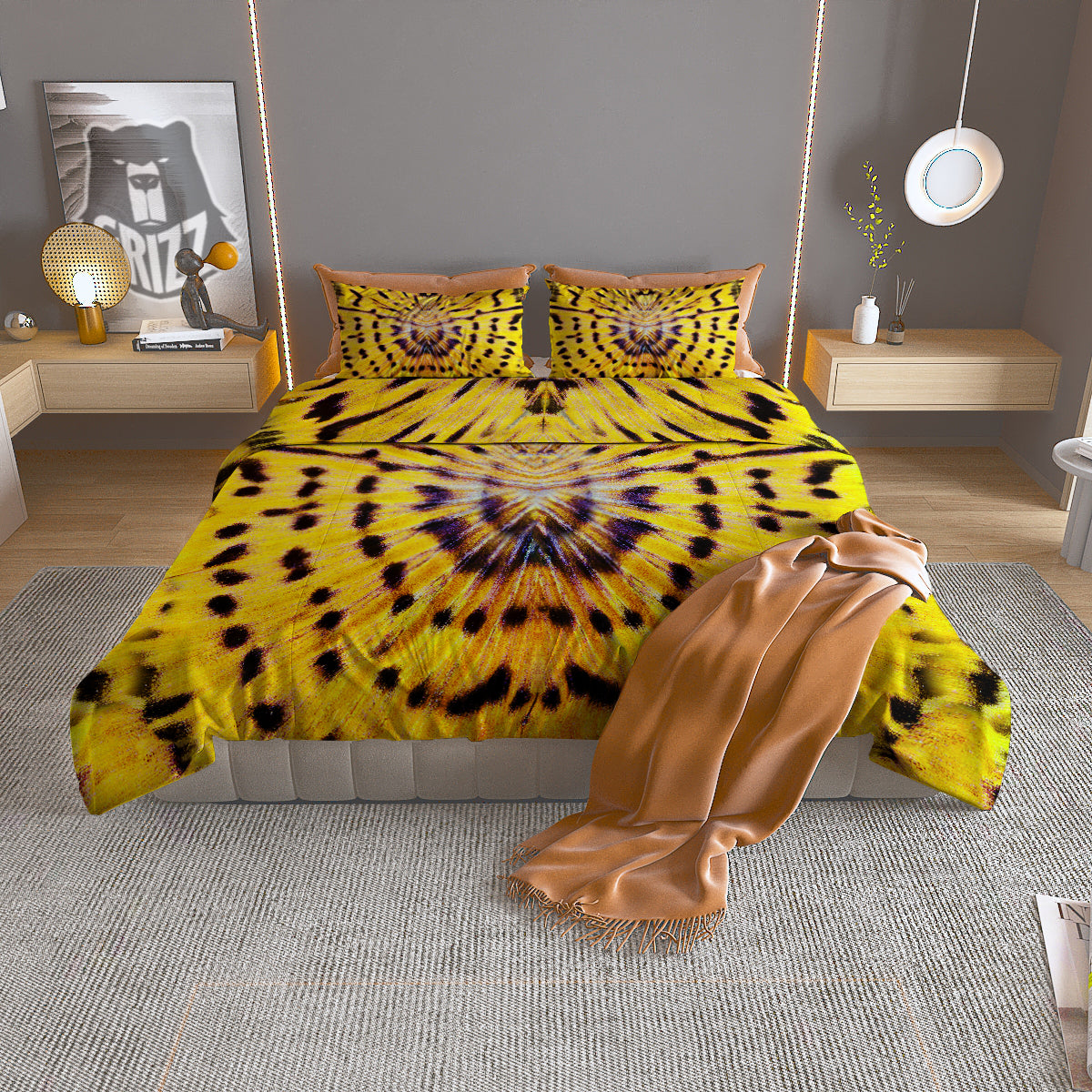 Butterfly Wing Skin Yellow Print Duvet Cover Bedding Set