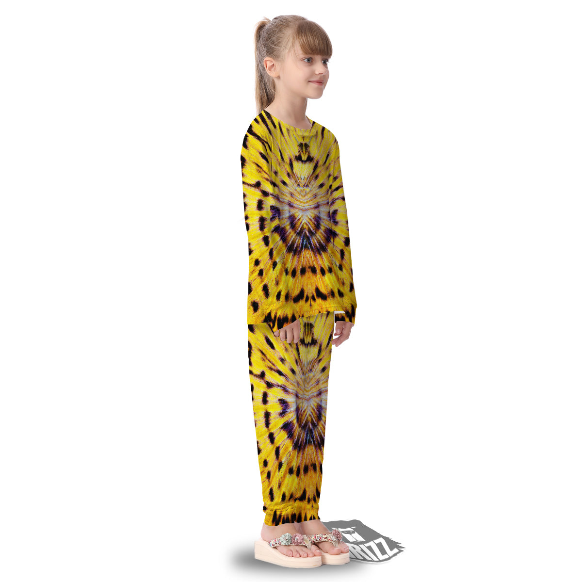 Butterfly Wing Skin Yellow Print Kid's Pajamas-grizzshop