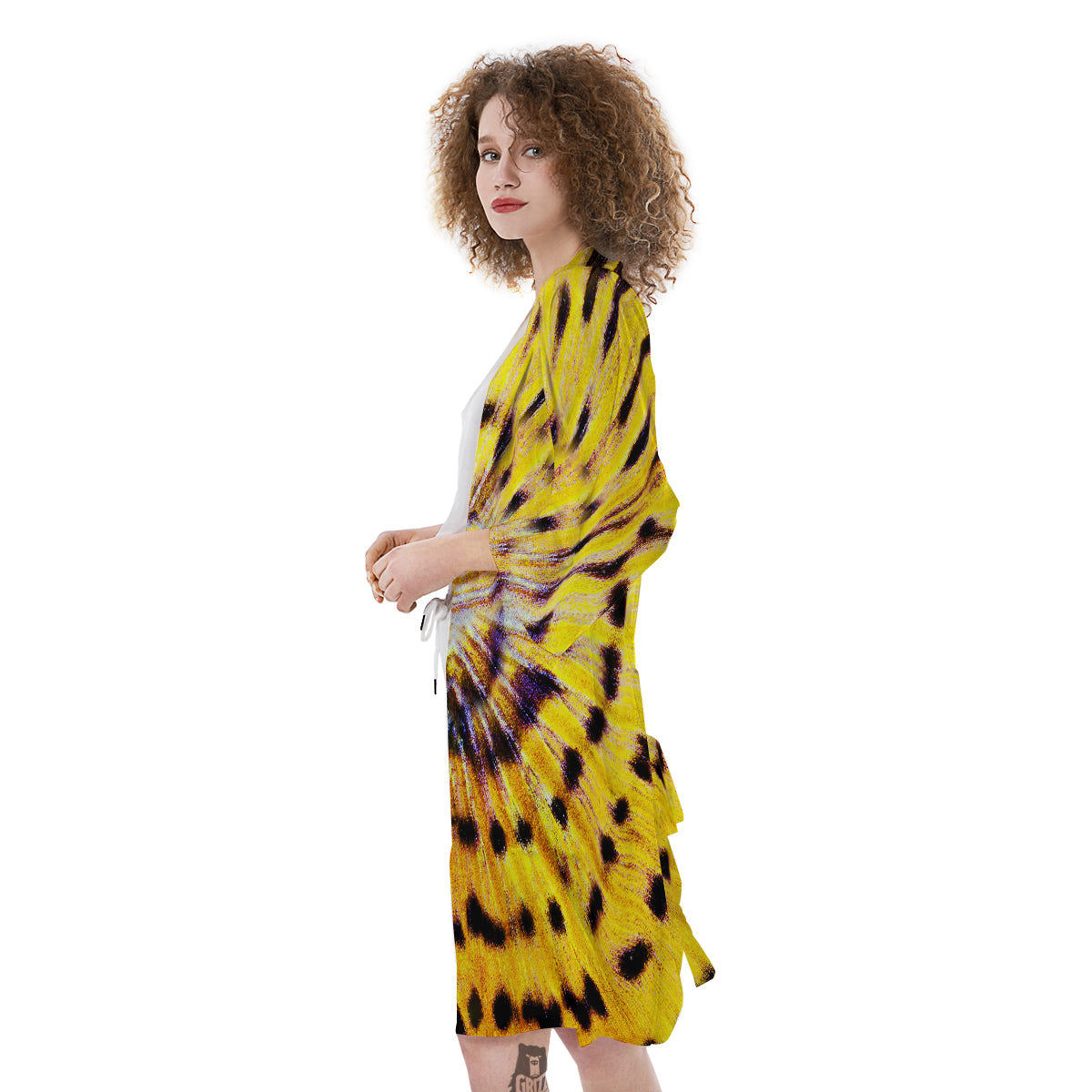 Butterfly Wing Skin Yellow Print Kimono-grizzshop