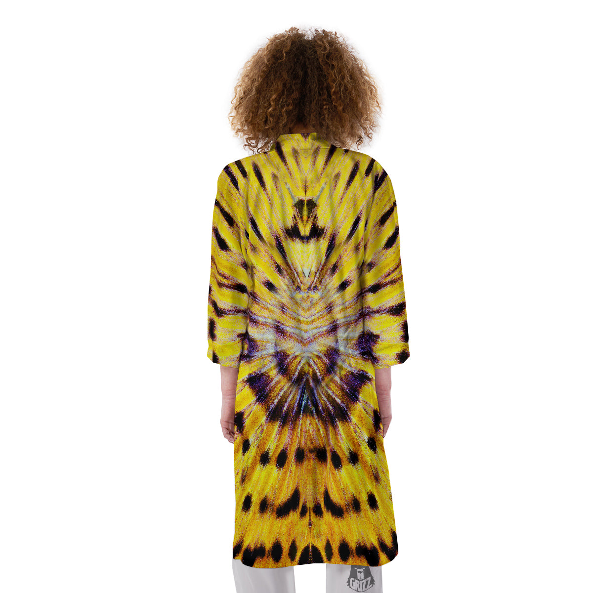 Butterfly Wing Skin Yellow Print Kimono-grizzshop