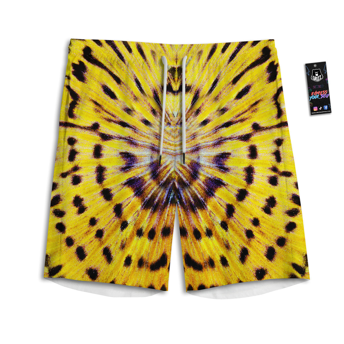 Butterfly Wing Skin Yellow Print Men's Athletic Shorts