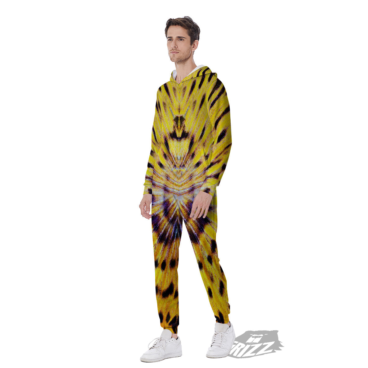 Butterfly Wing Skin Yellow Print Men's Jumpsuit-grizzshop