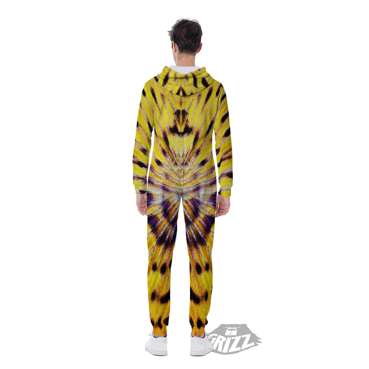 Butterfly Wing Skin Yellow Print Men's Jumpsuit-grizzshop