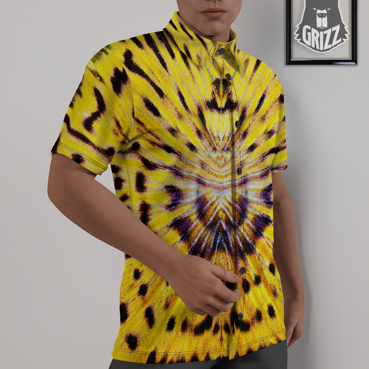 Butterfly Wing Skin Yellow Print Untucked Shirts-grizzshop