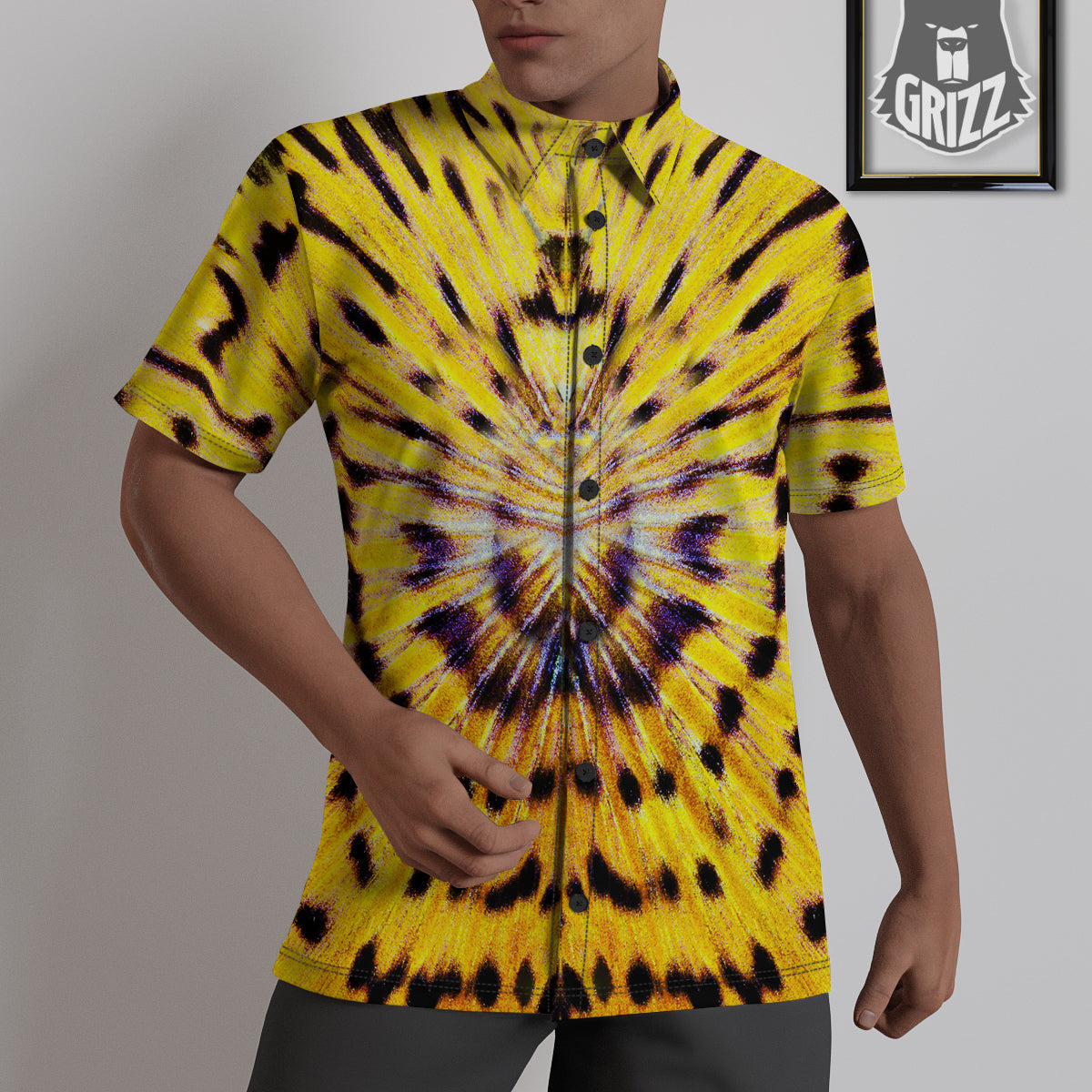 Butterfly Wing Skin Yellow Print Untucked Shirts-grizzshop