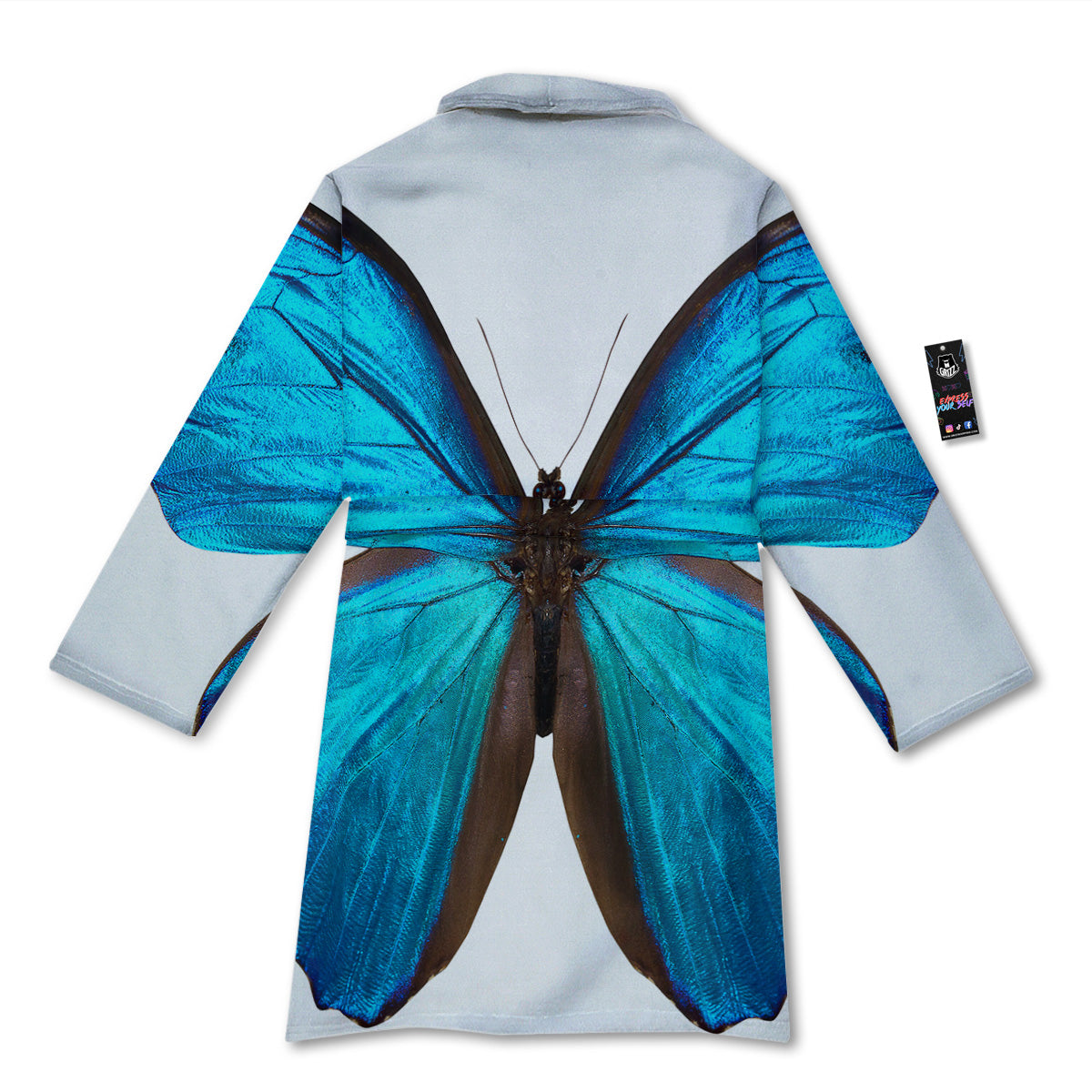 Butterfly Wings Blue Monarch Print Bathrobe-grizzshop