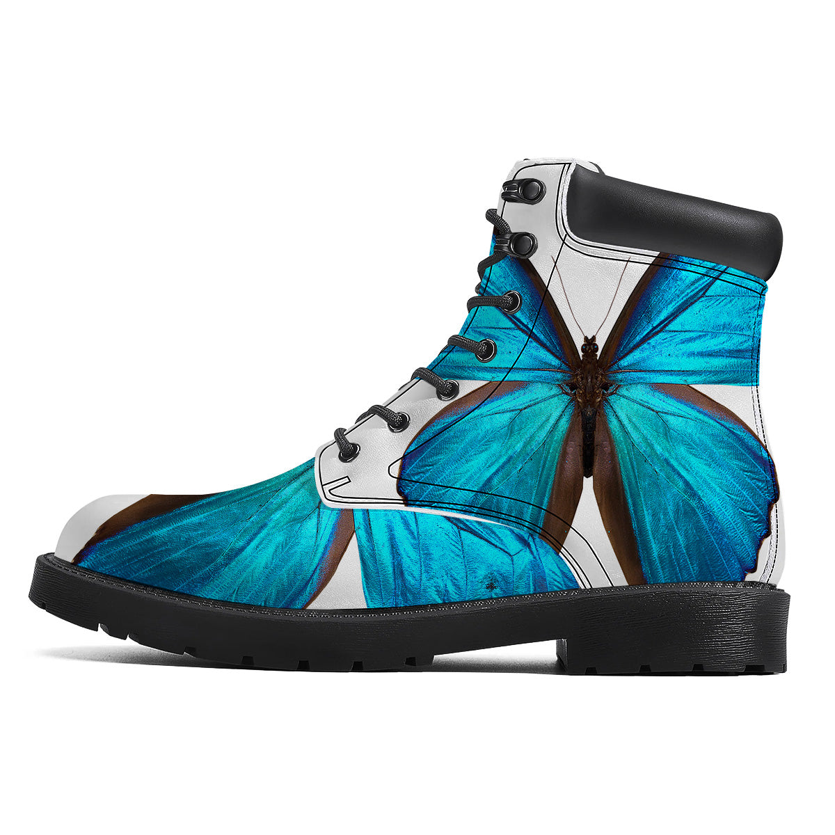 Butterfly Wings Blue Monarch Print Boots-grizzshop
