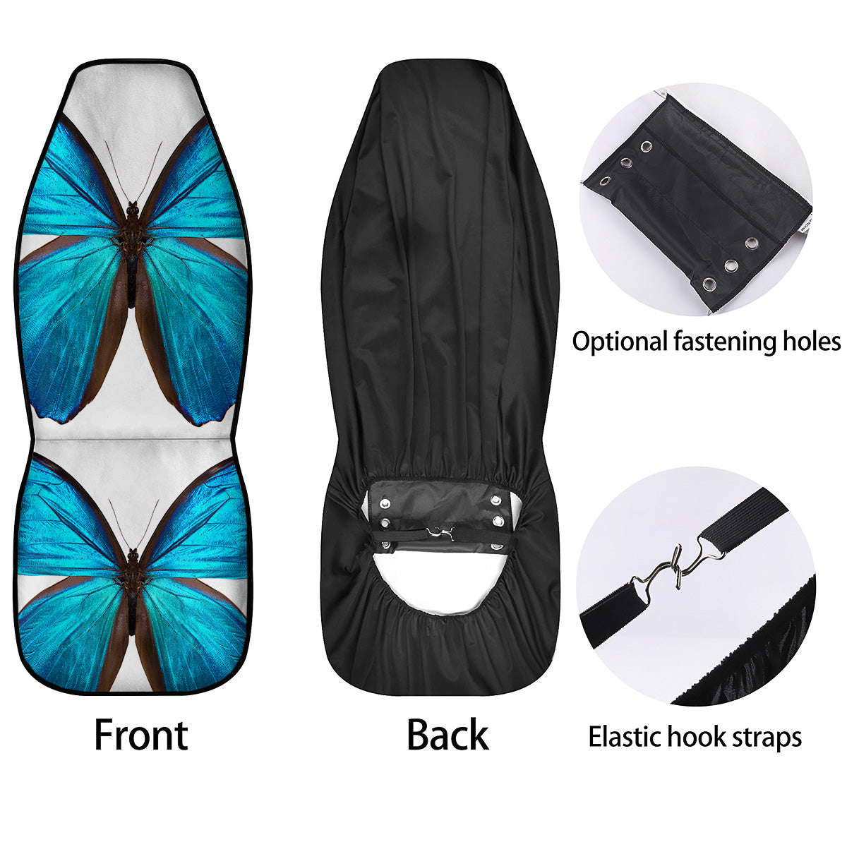 Butterfly Wings Blue Monarch Print Car Seat Covers-grizzshop