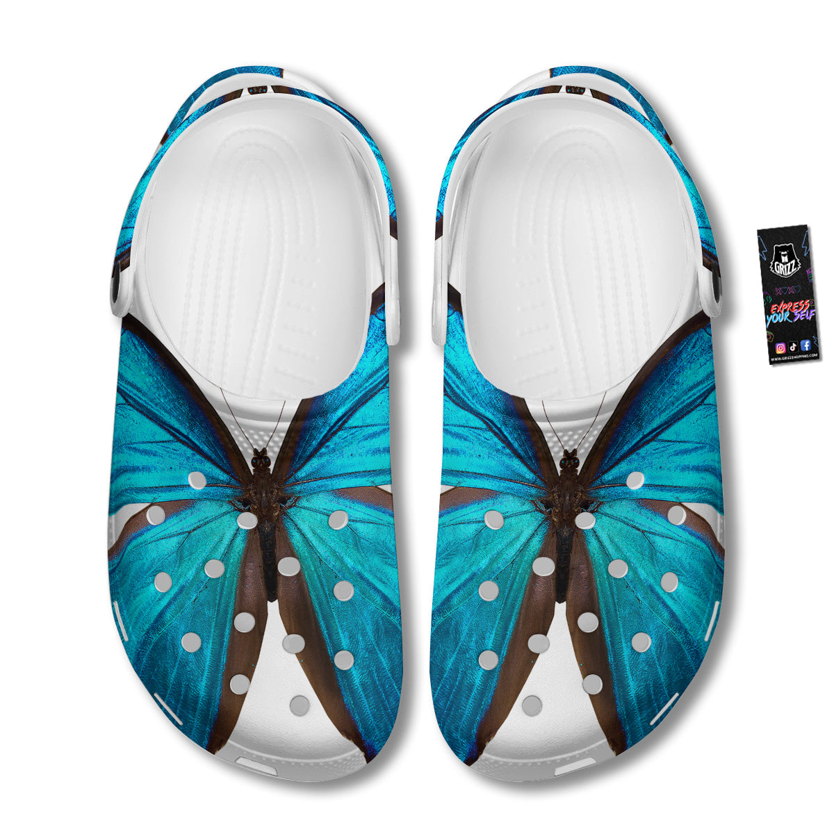 Butterfly Wings Blue Monarch Print Clog-grizzshop