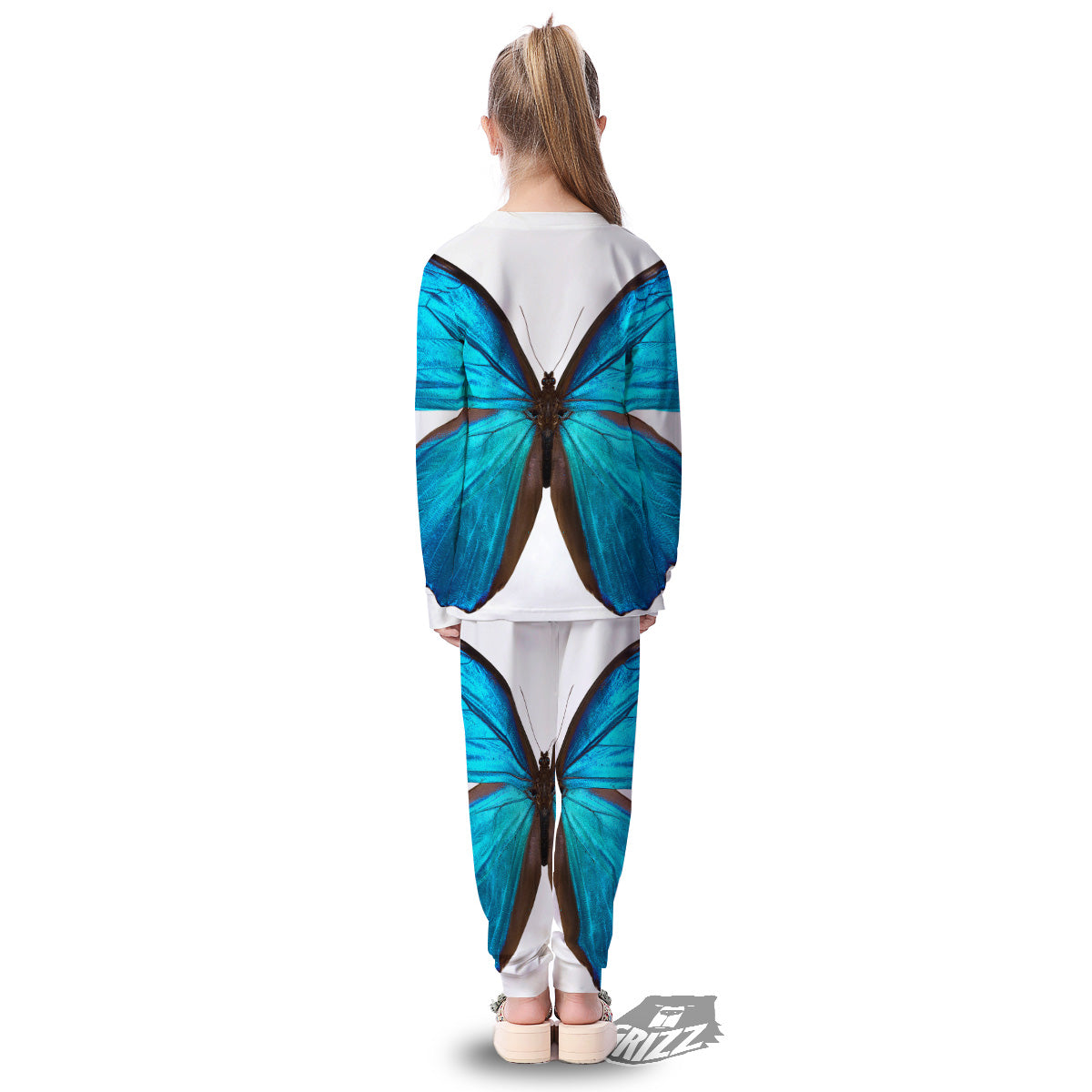 Butterfly Wings Blue Monarch Print Kid's Pajamas-grizzshop