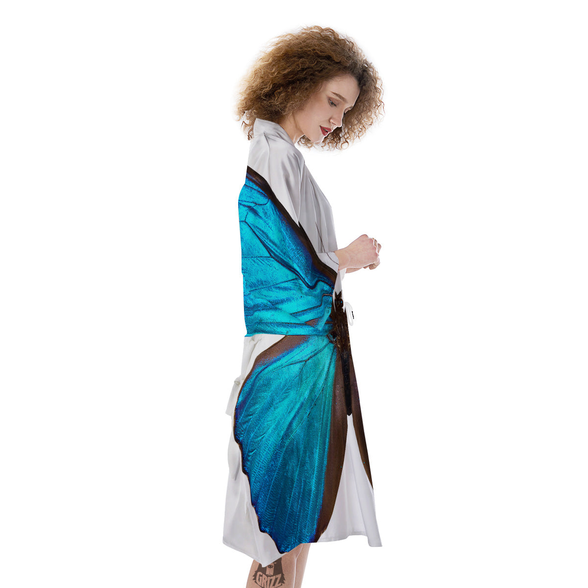 Butterfly Wings Blue Monarch Print Kimono-grizzshop