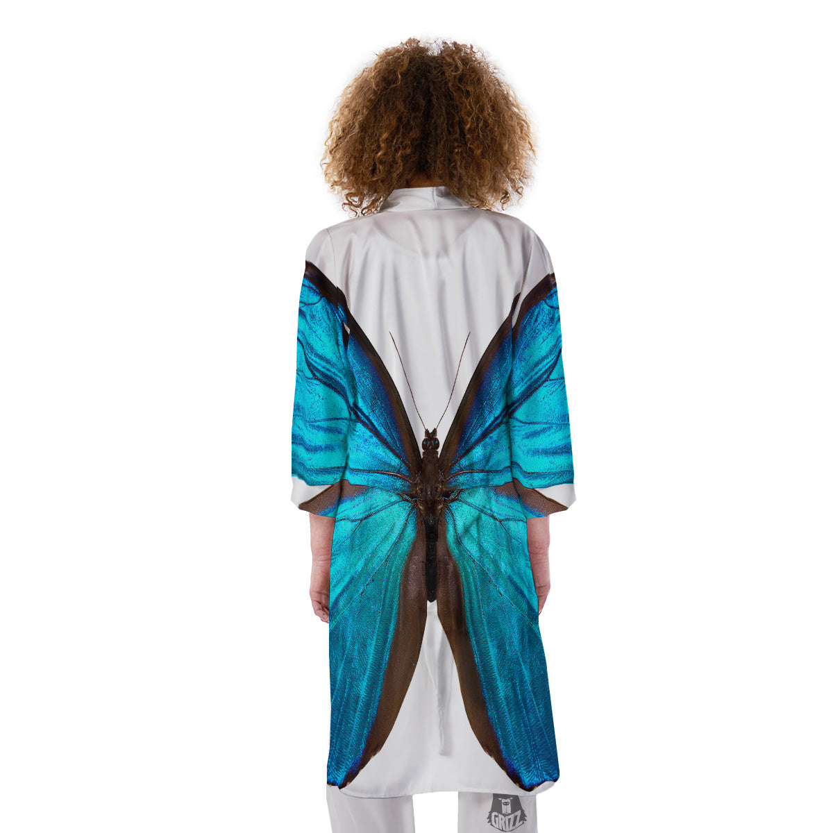 Butterfly Wings Blue Monarch Print Kimono-grizzshop
