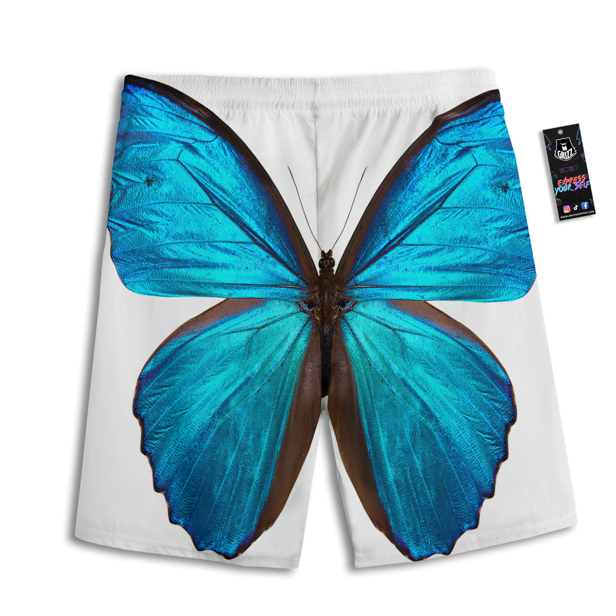 Butterfly Wings Blue Monarch Print Men's Athletic Shorts