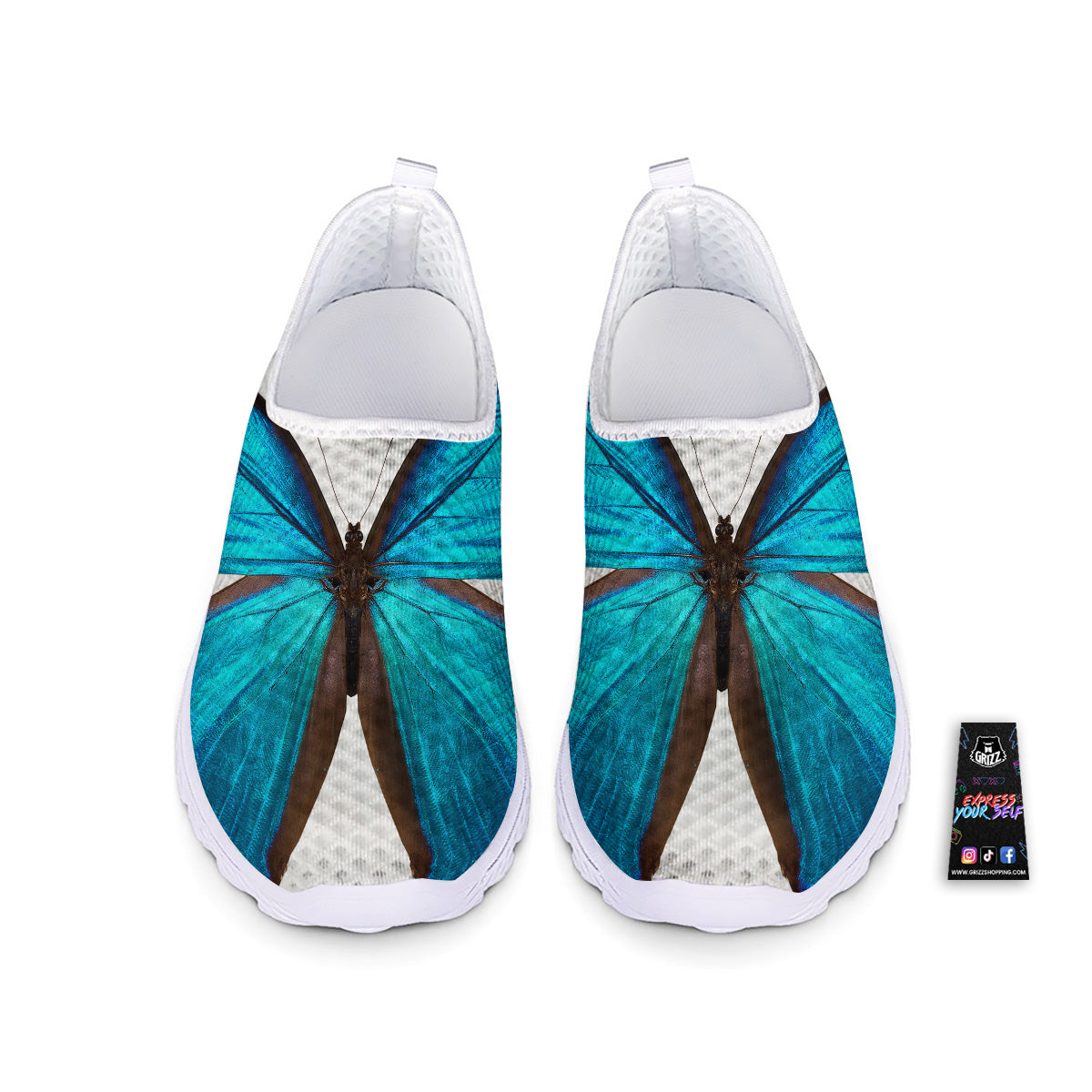 Butterfly Wings Blue Monarch Print Nurse Shoes-grizzshop