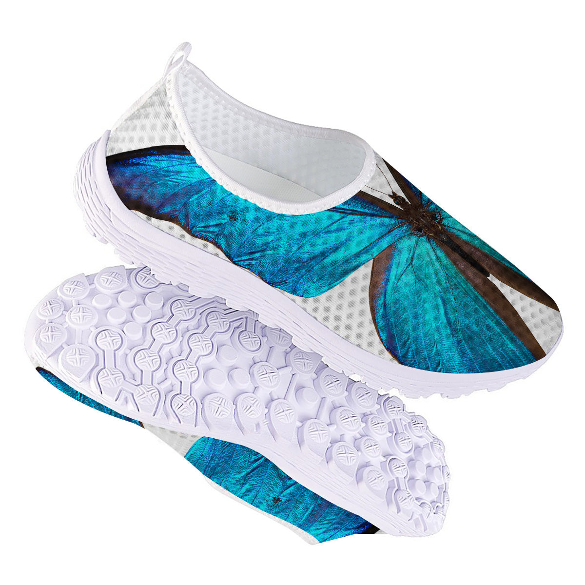 Butterfly Wings Blue Monarch Print Nurse Shoes-grizzshop