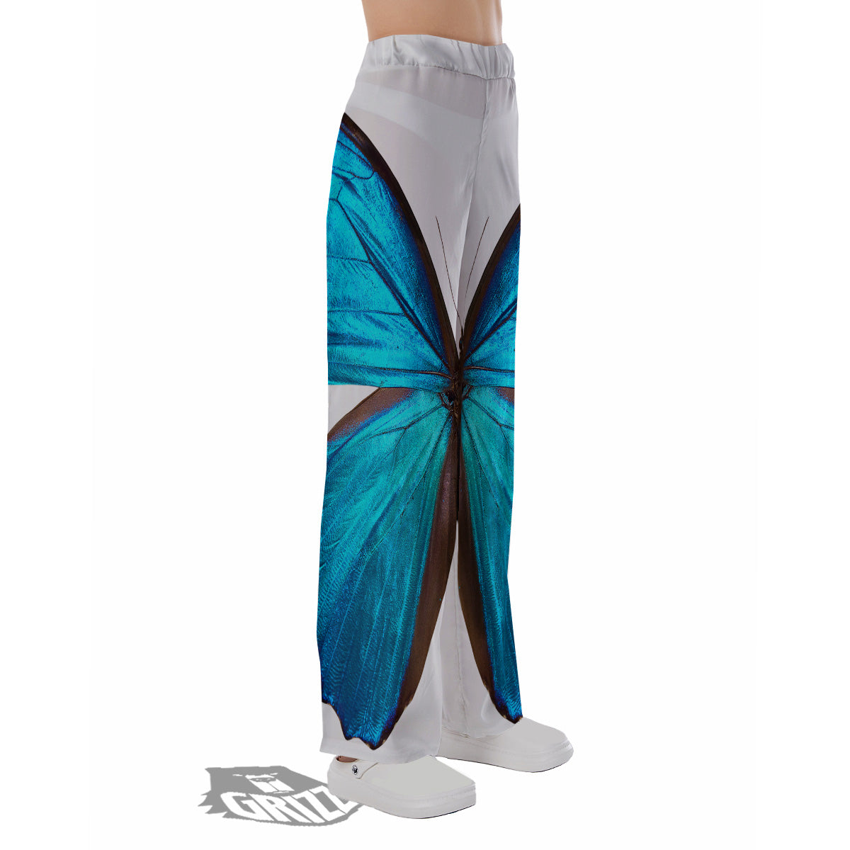 Butterfly Wings Blue Monarch Print Pajama Pants-grizzshop