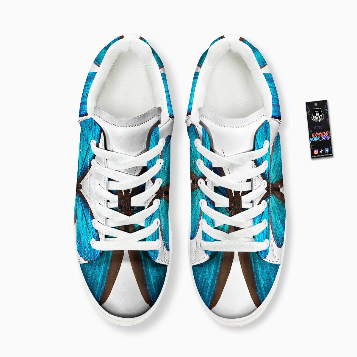 Butterfly Wings Blue Monarch Print Platform Shoes-grizzshop