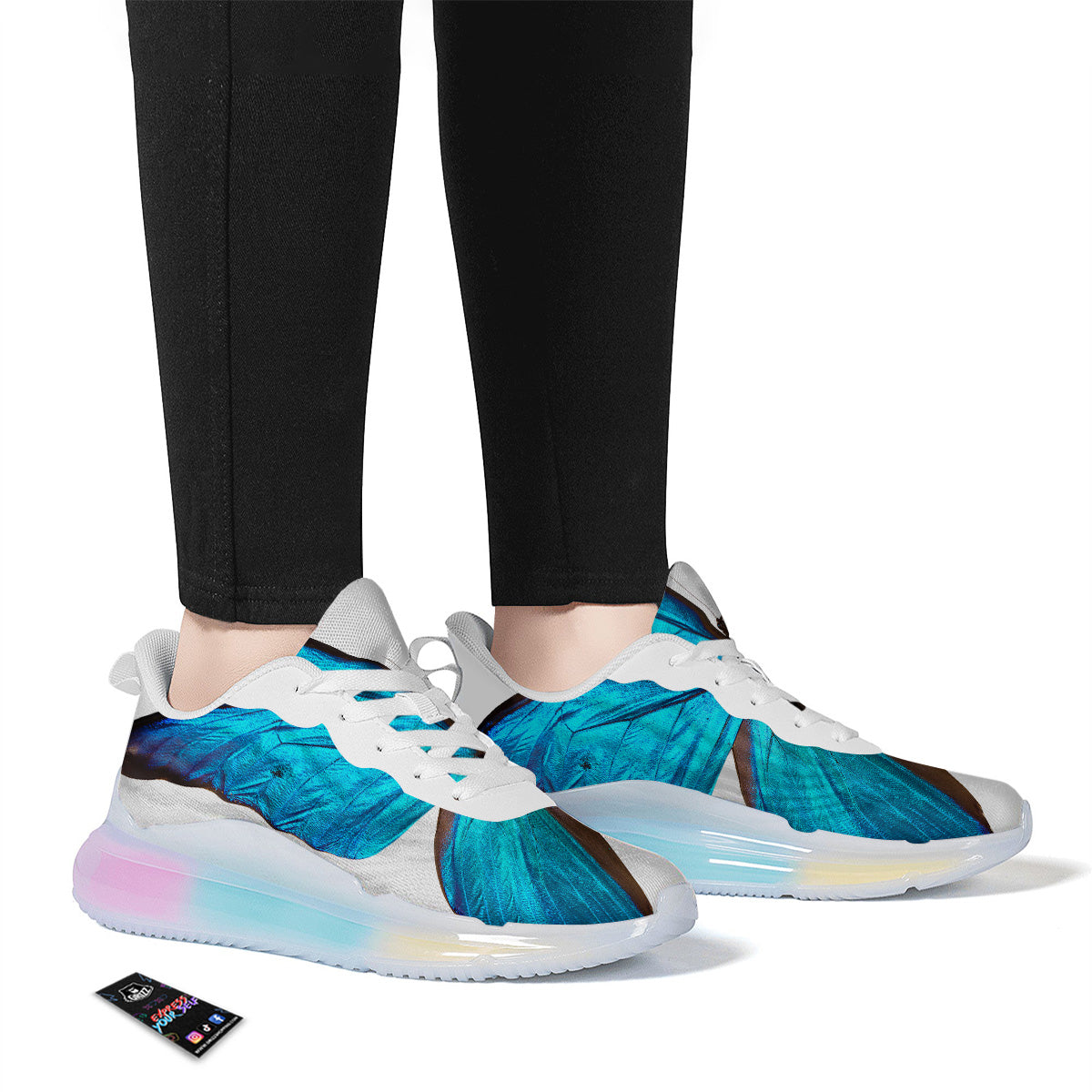 Butterfly Wings Blue Monarch Print Running Sneakers-grizzshop