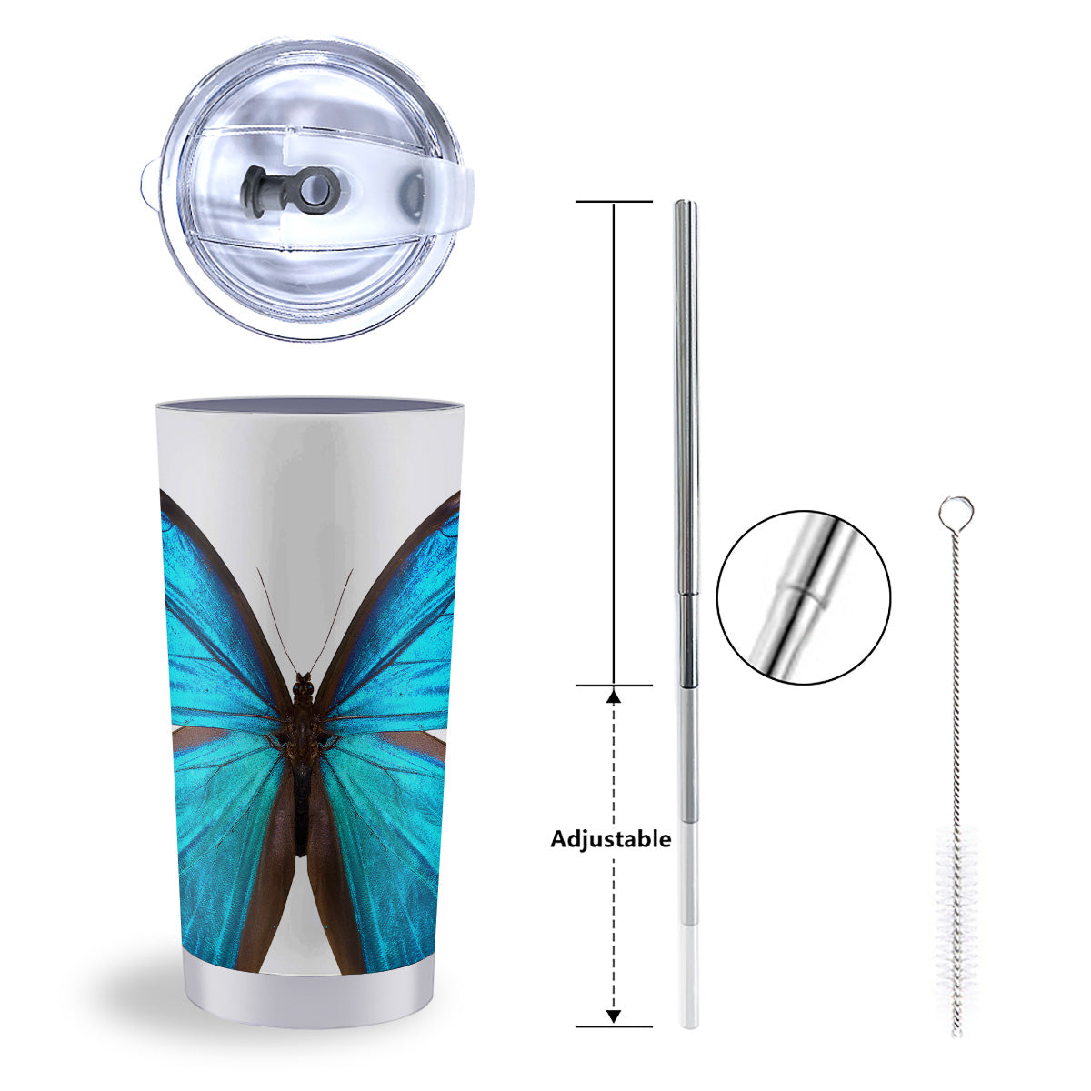 Butterfly Wings Blue Monarch Print Tumbler-grizzshop