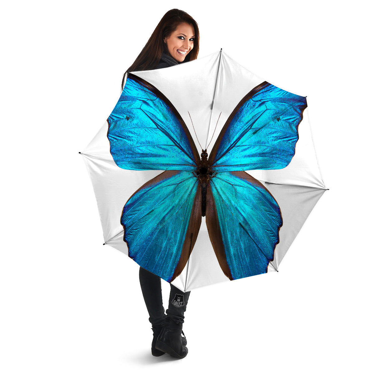 Butterfly Wings Blue Monarch Print Umbrella-grizzshop