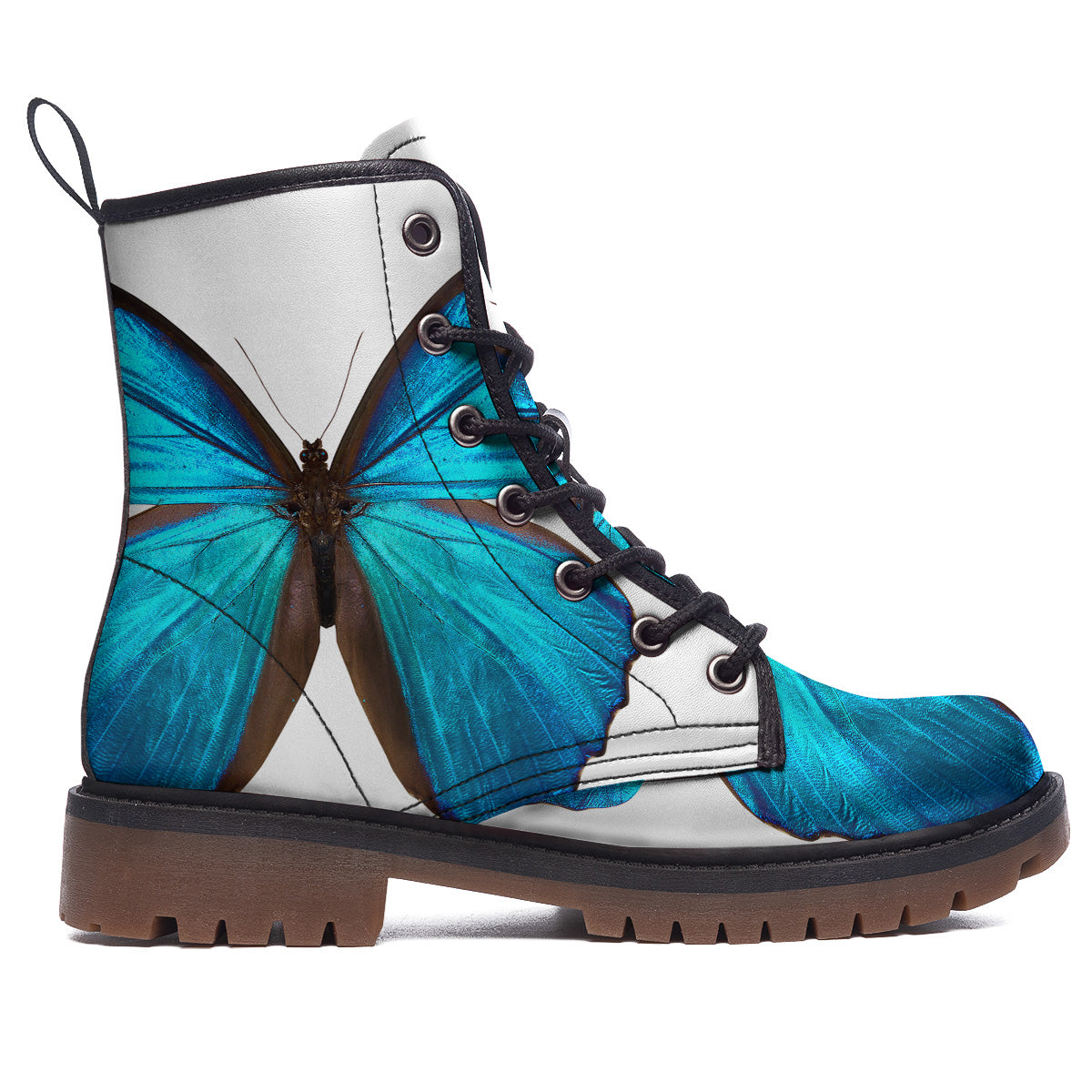 Butterfly Wings Blue Monarch Print Work Boots-grizzshop
