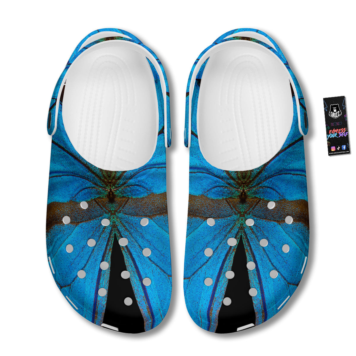 Butterfly Wings Blue Print Clog-grizzshop