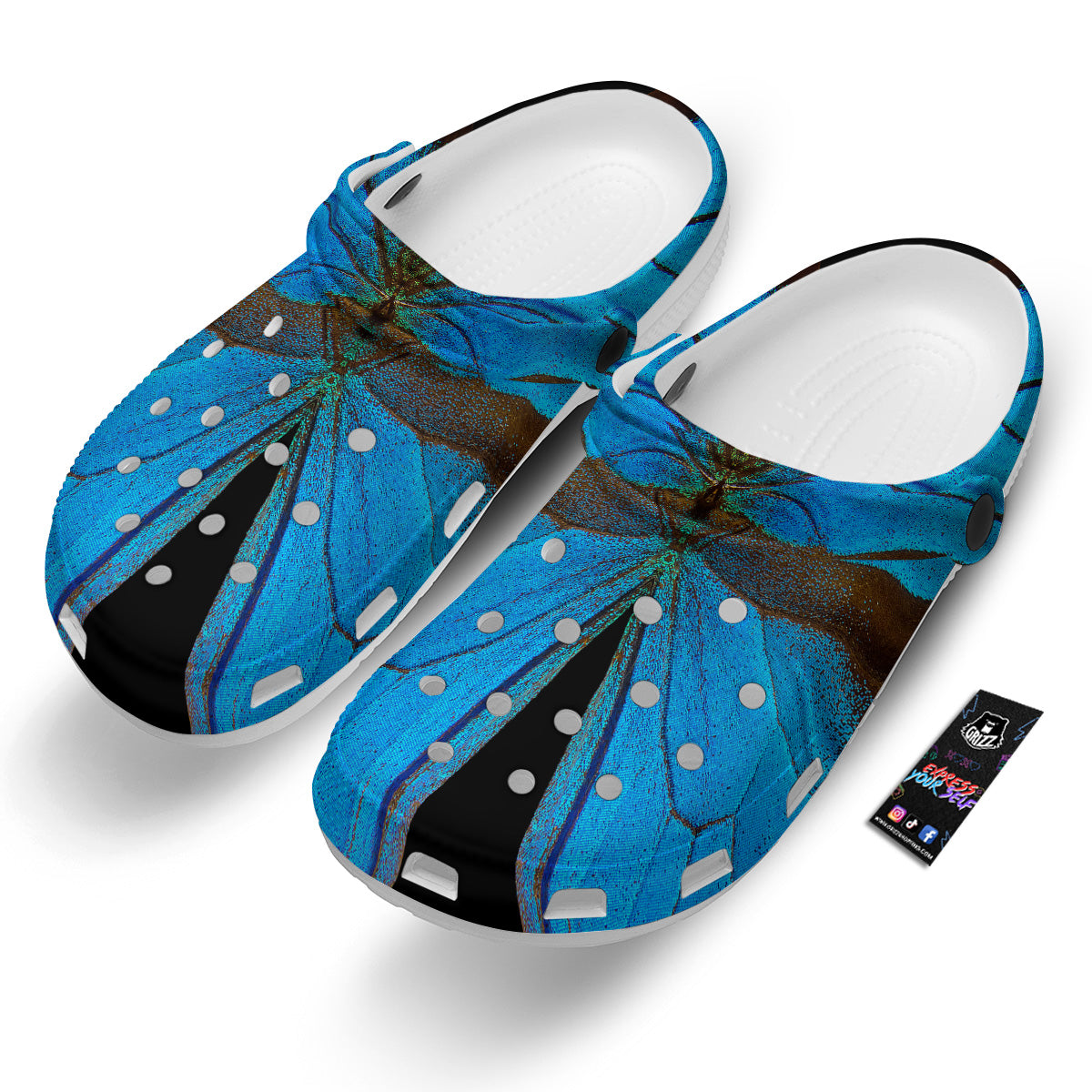 Butterfly Wings Blue Print Clog-grizzshop
