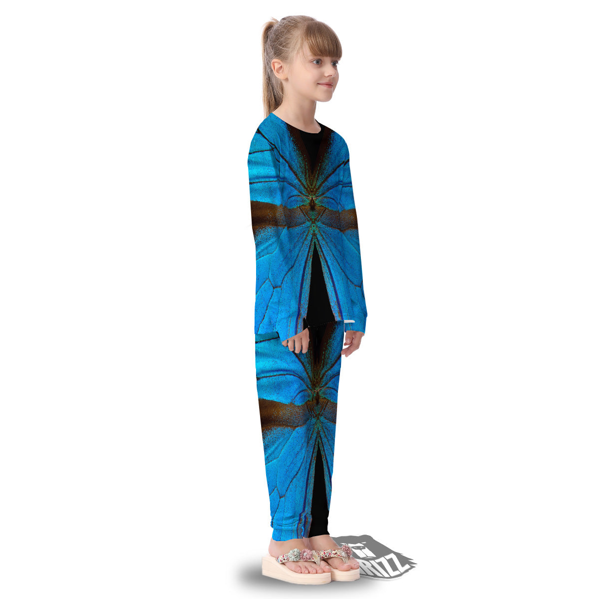 Butterfly Wings Blue Print Kid's Pajamas-grizzshop