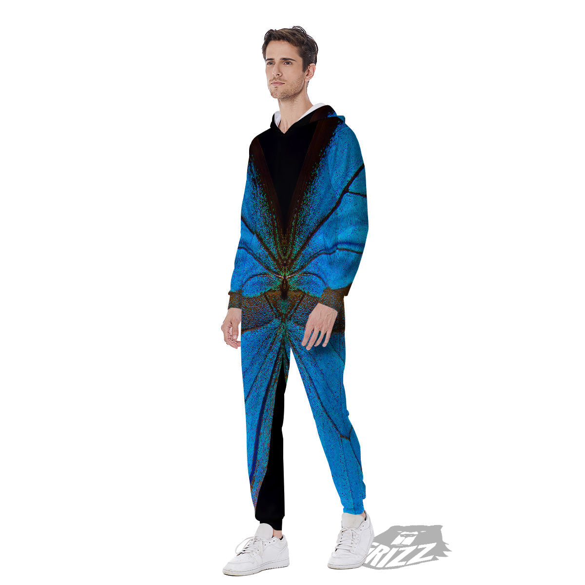 Butterfly Wings Blue Print Men's Jumpsuit-grizzshop