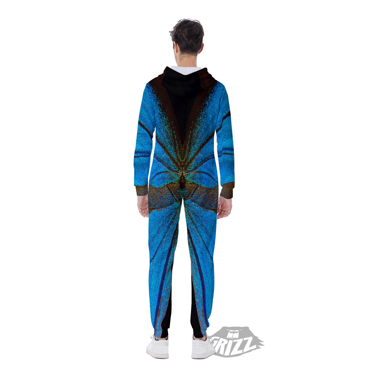 Butterfly Wings Blue Print Men's Jumpsuit-grizzshop