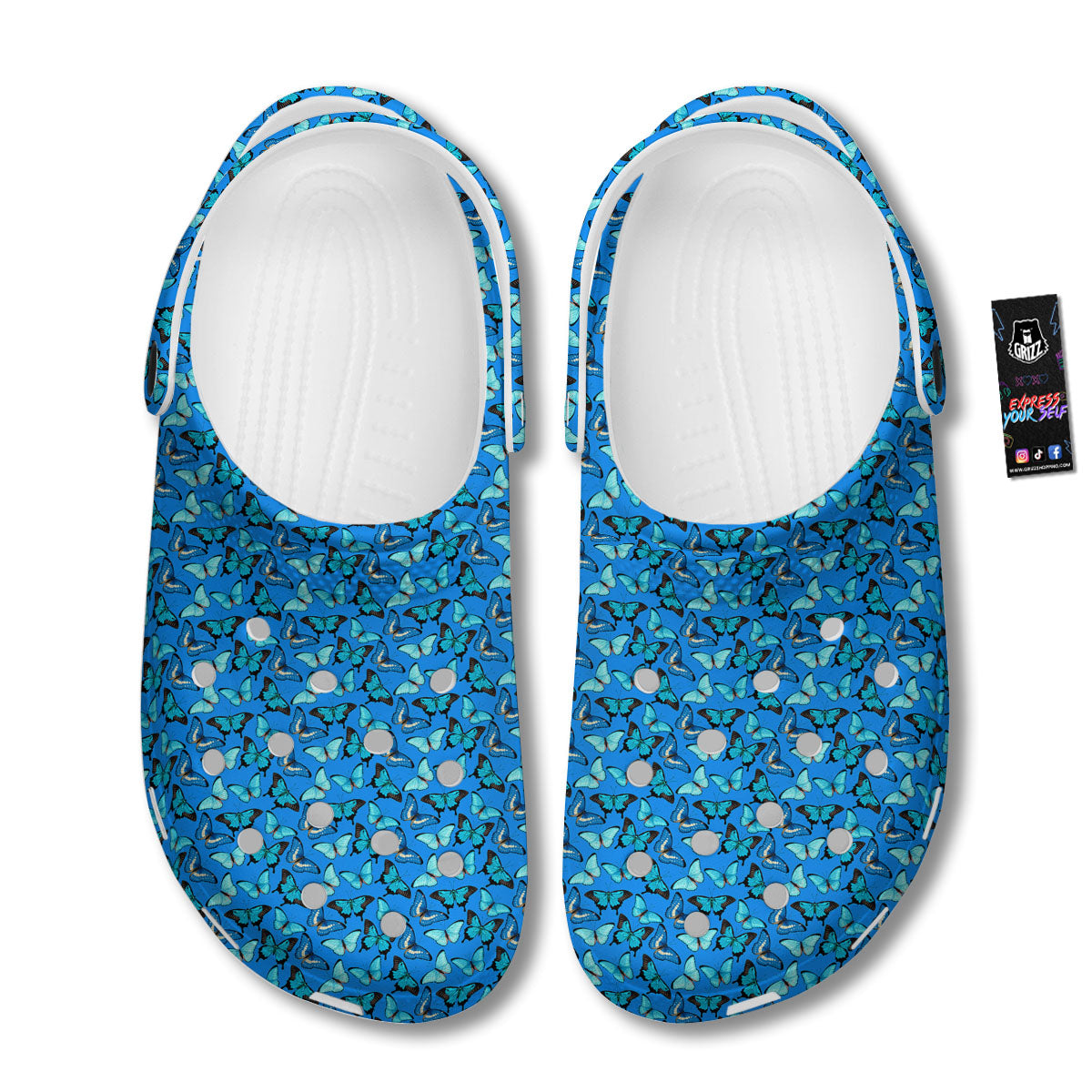 Butterfly Wings Blue Print Pattern Clog-grizzshop