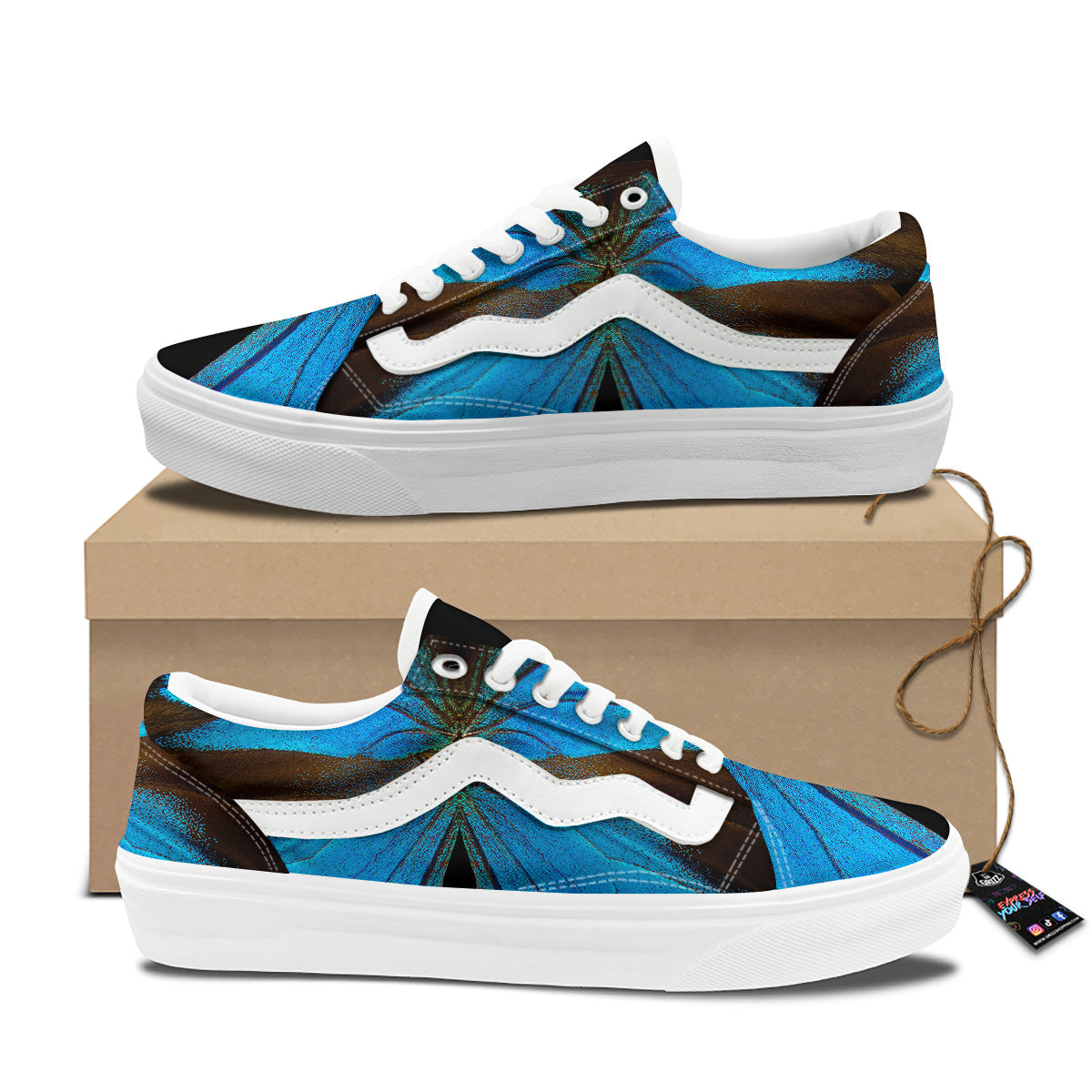 Butterfly Wings Blue Print Skate Shoes-grizzshop