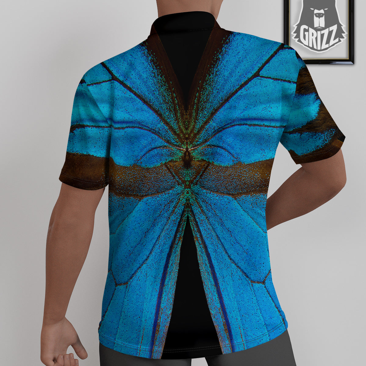 Butterfly Wings Blue Print Untucked Shirts-grizzshop